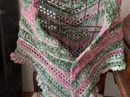 Hand crocheted Cherry Blossoms shawl - hand spun yarn