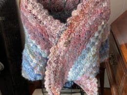 Hand Crocheted - Happy Scrappy Shawl - hand spun yarn