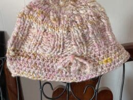Hand knitted - Pretty in Pink hat - hand spun yarn